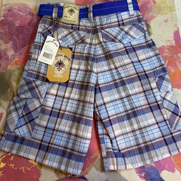 Pacific Blue Boys Plaid Fashion Shorts size:12 - Picture 2 of 9